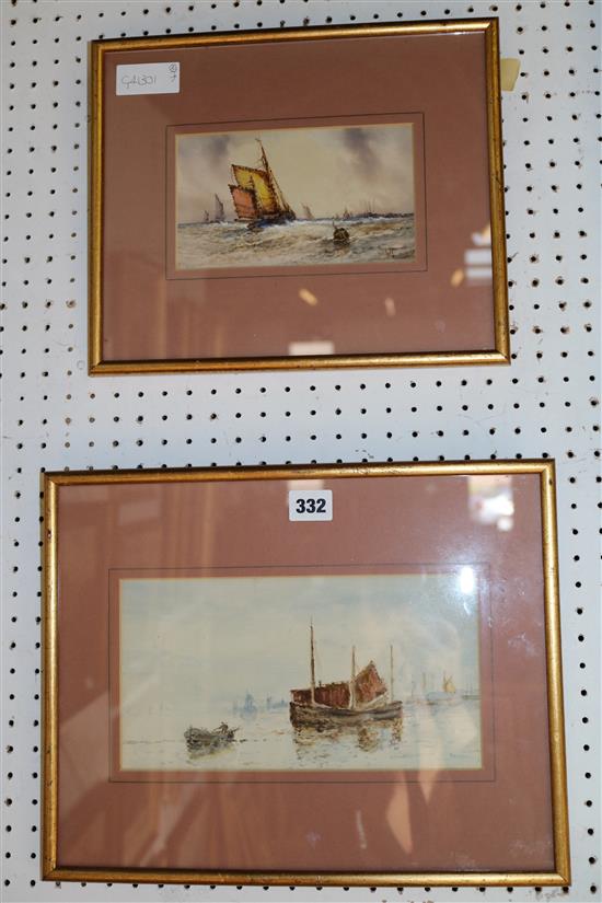 2 marine watercolours by W S